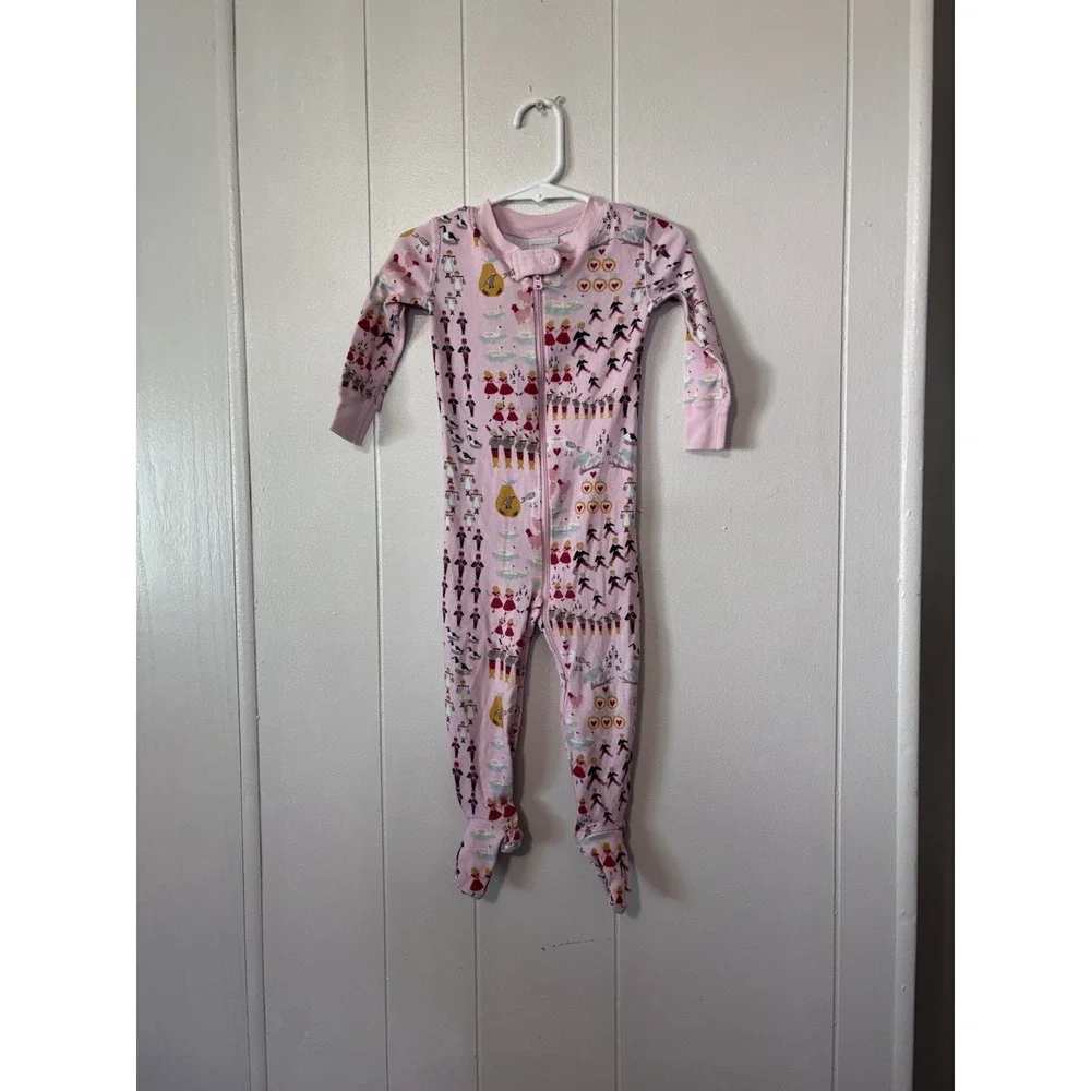 Hanna Andersson 12 Days of Christmas‎ Pajama Zipper Footie 12-18m Organic Pink